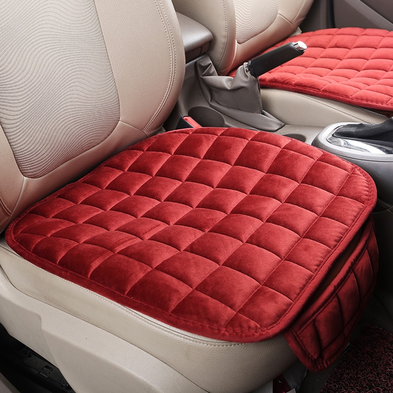 Universele Winter Warm Auto Seat Cover Kussen Anti-Slip Voorzijde Stoel Zetel Ademend Pad Car Seat Protector Stoelhoezen voor Auto 'S: Rood