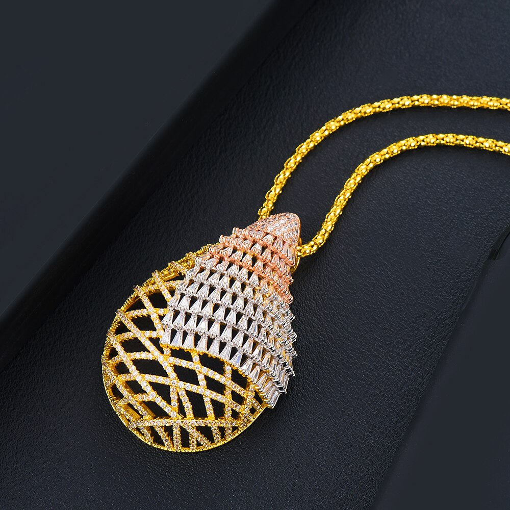 Godki luxe dubai grote holle oorbellen ketting voor vrouwen nobal bridal wedding kubieke zirkonia sieradenset