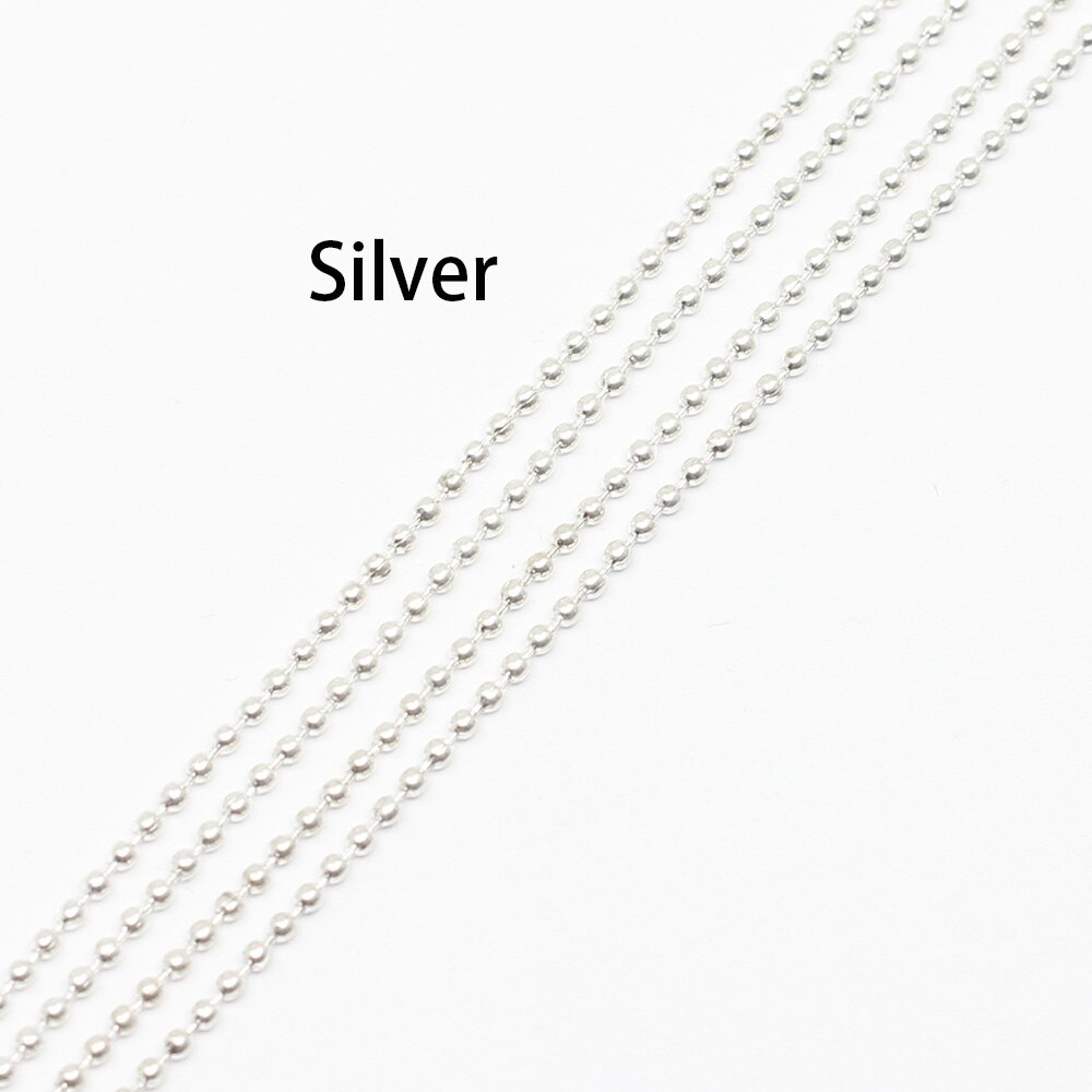 5 m/lote 1,2 1,5 2,0mm cadenas de cuentas de bolas de Metal hallazgos cadena de collar Kettingen a granel para suministros de joyería accesorios DIY: M / Plata