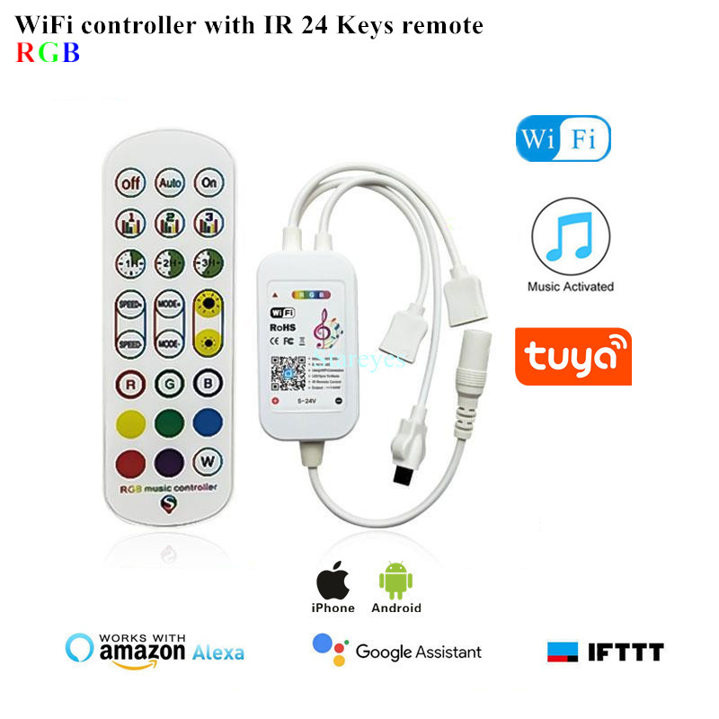 Magic Home WiFi télécommande sans fil variateur DC5V 12V 24V couleur unique RGB RGBW télécommande Alex Tuya contrôle pour bande LED: green