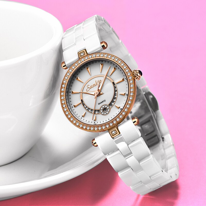 Sunkta quartz kvinder ure keramik ure kvinder top luksus mærke dame boutique armbånd ur kvinde ur reloj de dama