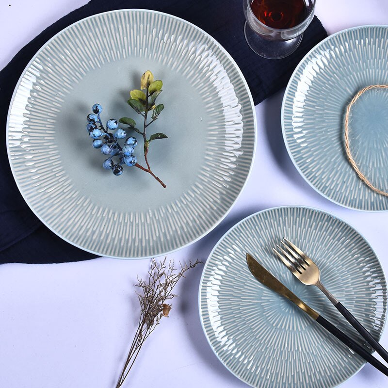 Tableware Ceramic Dinner Plate Set Dish 8/10 Inch Porcelain Cute Dessert Plate Dinnerware Retro Kiln Changing Western Food Plate