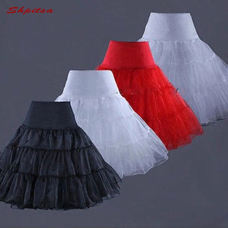 Black Red White Blue Tulle Short Petticoat Lolita Underskirt for Wedding Dress Crinoline Girl Woman Hoop Skirt