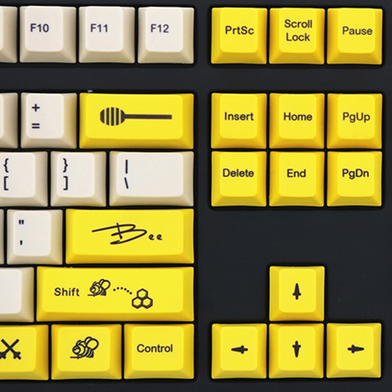 108K Bee tema PBT sublimación Keycap Inglés Japonés coreano contraluz Teclado mecánico dedicado cereza Filco Ducky keycaps