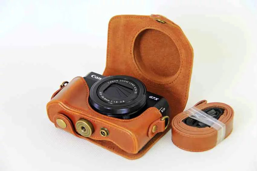 Funda de cuero PU para cámara Canon powershot G7XII G7X II G7X Mark II con correa para el hombro, 4 colores a elegir