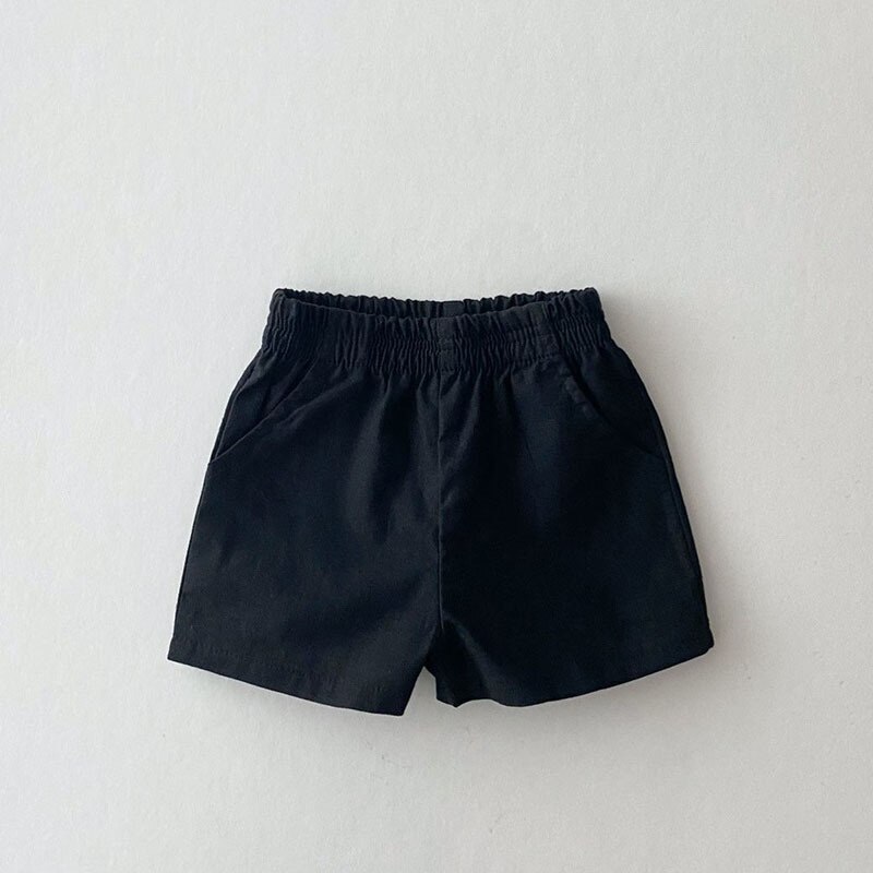 Novo shorts de desenho animado de verão, calções infantis, xadrez, casuais, soltos, estampas fofas de urso, bebês, meninos, algodão: m-Black / 3T
