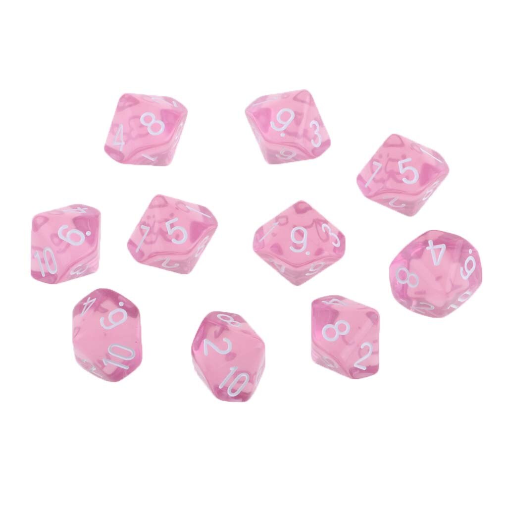 10x plastic dobbelstenen  d10 drinkdobbelstenen voor dnd trpg mtg tafelspellen speelgoed feest: Roze