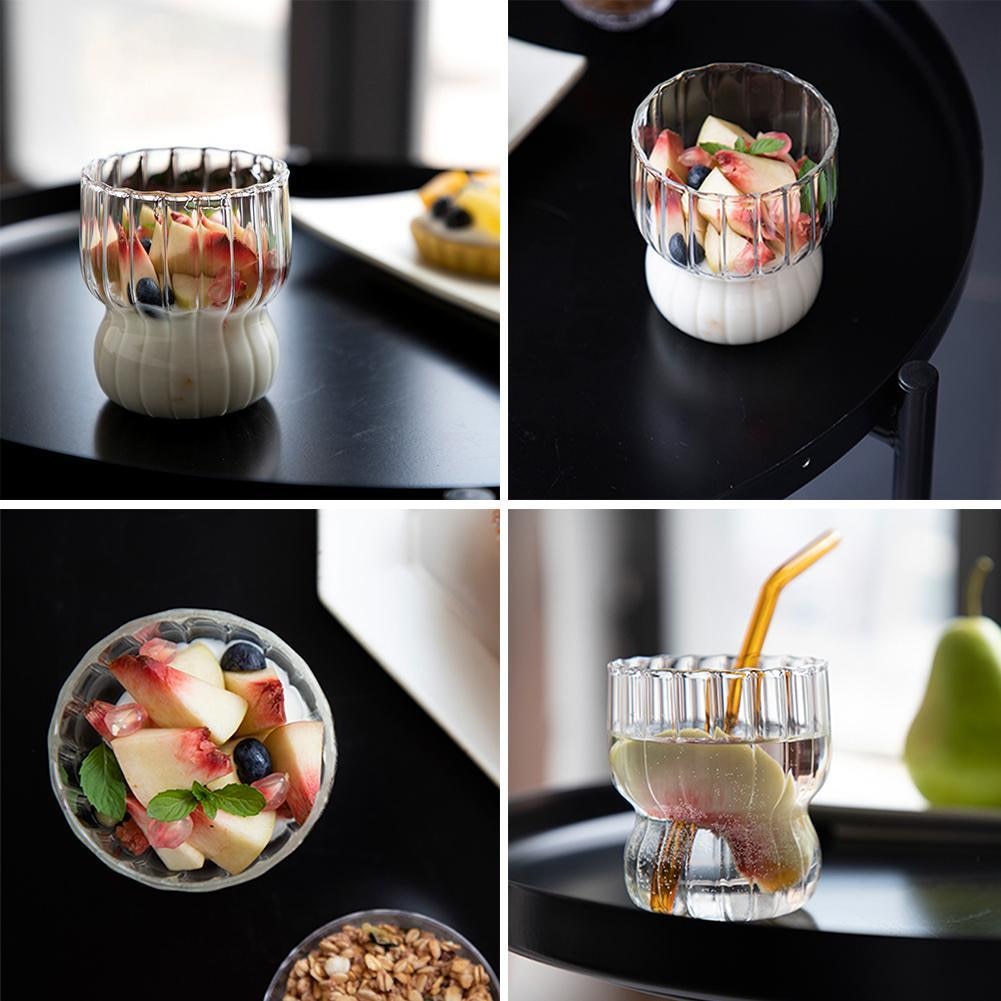 Cute Fat Cups Mug Heat-Resistant Glass Cups Household Transparent Tea Coffee Mug Cup For Breakfast Ice Cream Drinking Milk Juice