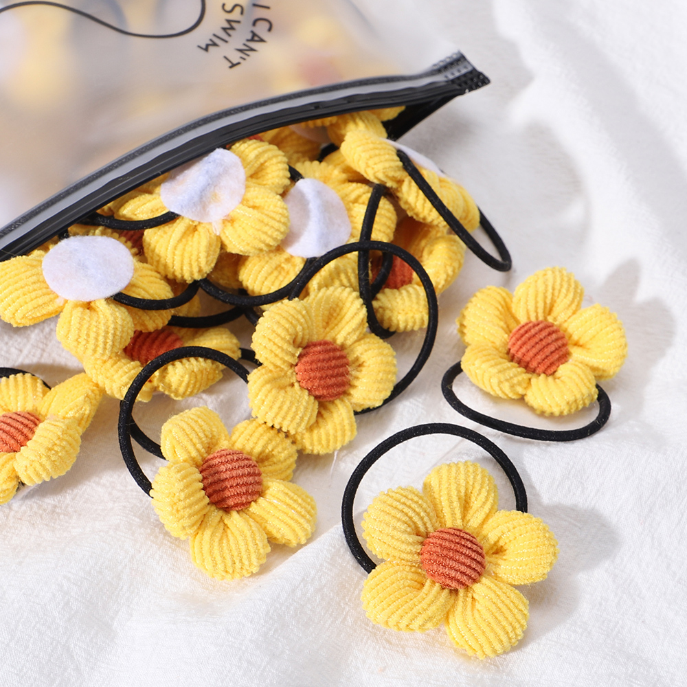 Gomas elásticas para el pelo para niña y niña, accesorios para el cabello hechos a mano, 2/4/6 piezas: S / Negro