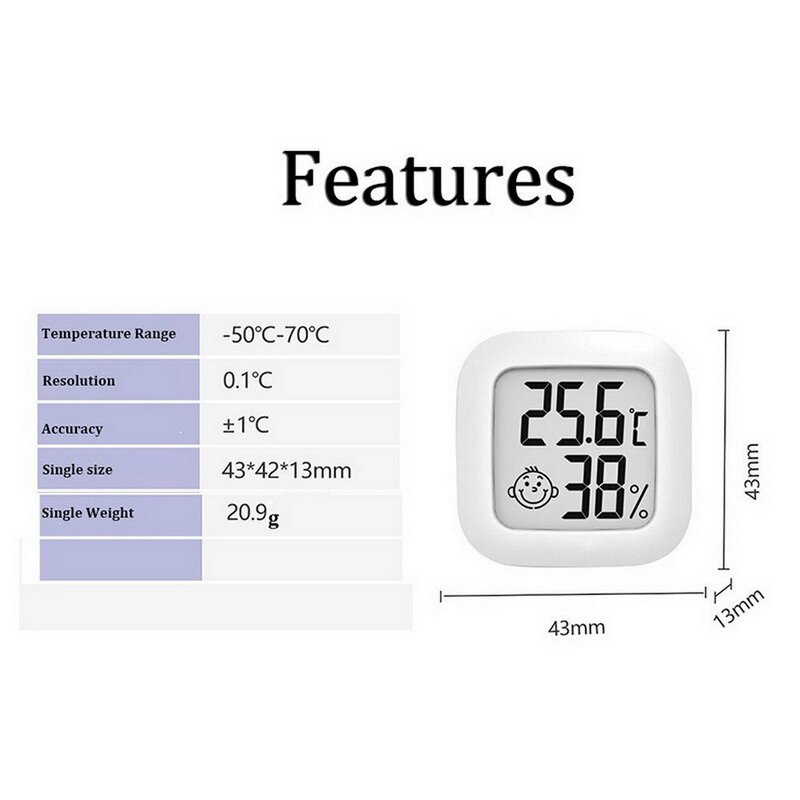 Table clock Indoor Temperature Humidity Meter Mini Digital Hygrothermograph Thermometer Hygrometer Measurement Instrument