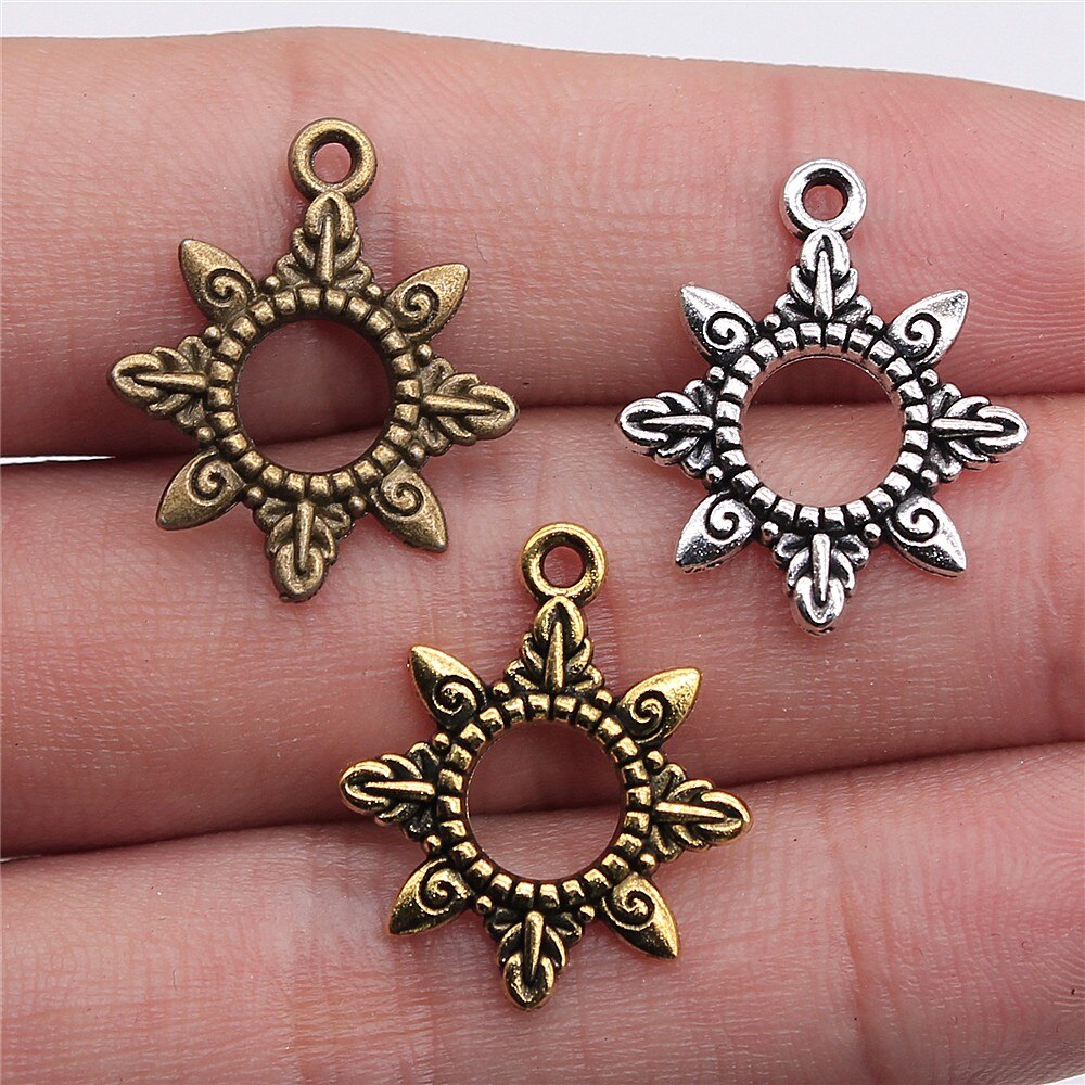 WYSIWYG 10pcs 22x18mm 3 colores de oro antiguo Color de plata antiguo bronce sol encantos colgante sol encantos para la fabricación de la joyería