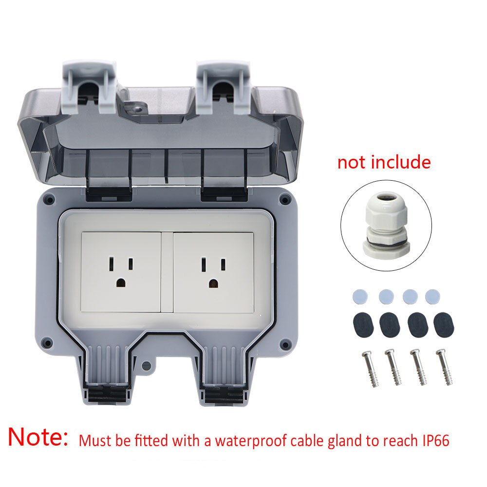 1pc Americ US Standard IP66 15A AC250V Weatherproof Waterproof Outdoor Wall Power Socket Box Electrical Outlet for Charging Pile