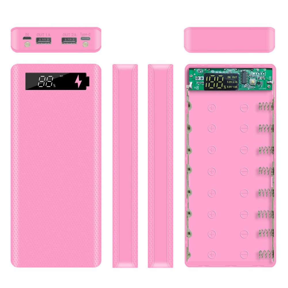 Handige Draagbare Micro Usb Type-C 18650 Batterij Behuizing Lcd Diy Mobiele Power Bank Case