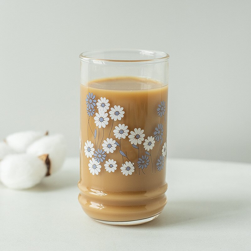 230ml japansk og koreansk glas klokkeblomst blomst gul blomsterkop varmebestandig mælkekop kaffekop juice kop fortykket kop