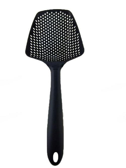 Nylon Colander Spatula Spoon Strainer Drainer Water Leak Spatula Vegetable Strainer Resistant Pressure Strainer Kitchen Tools: Black