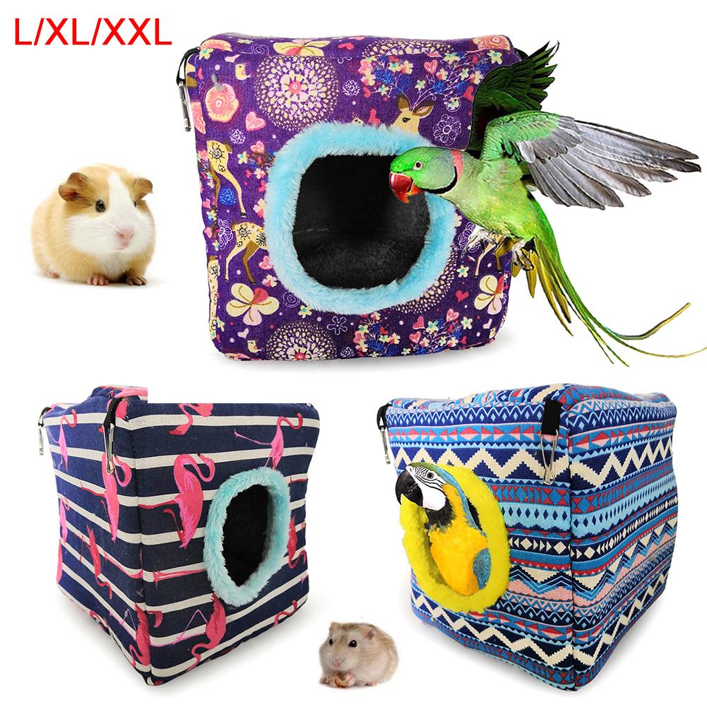 Hamaca colgante de invierno para mascota, pájaro, loro, flamenco, ciervo, Sika, pequeña esponja cuadrada, para las cuatro estaciones