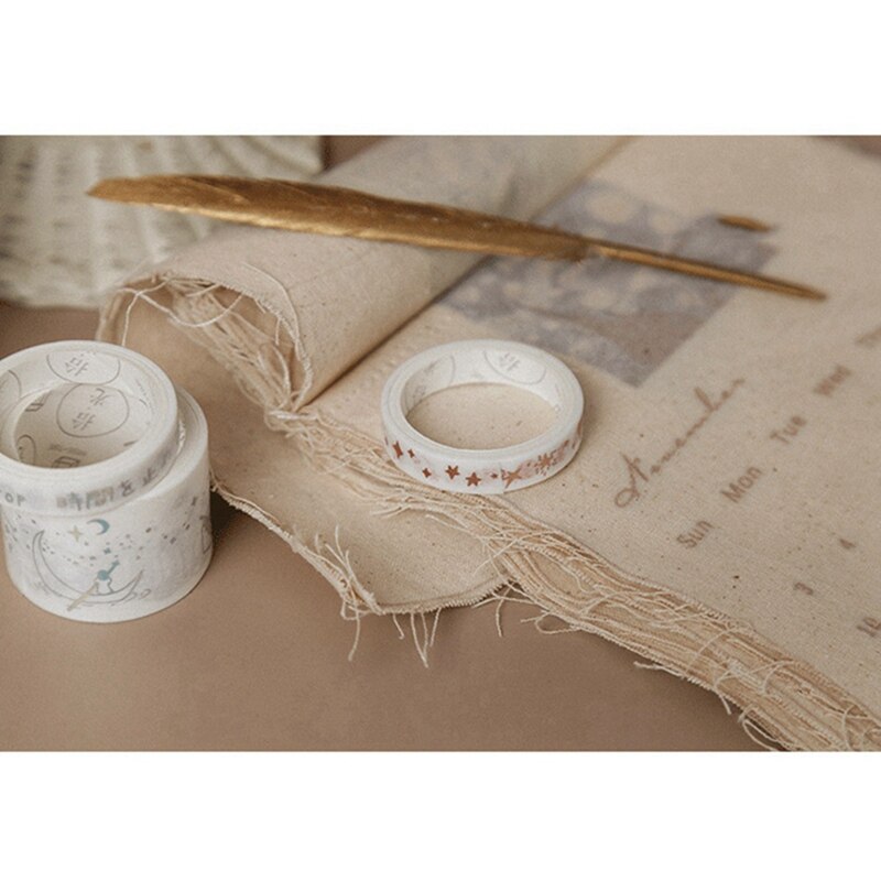 5 Pcs Roll Kant Lint Sticker Tape & 5 Pcs Gold Washi Tapel Chinese Stijl Masking Tape