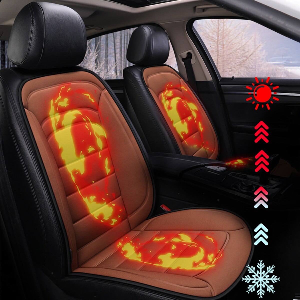 Funda calefactable para asiento de coche, 12V, calefacción, cojines, Protector Universal para asiento de coche, calentador de colchón eléctrico
