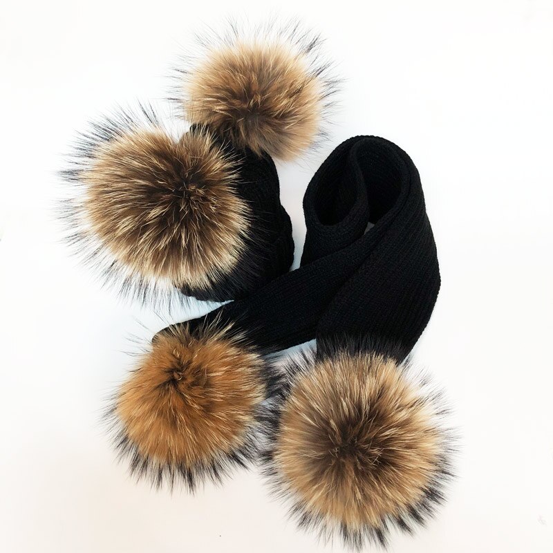 Ouder-kind Winter hoeden Schattige Baby bont Pompon Hoed Sjaal Sets Echte Natuurlijke Haarbal Caps Moeder Kinderen Warme Gebreide Hoeden Winter Bea