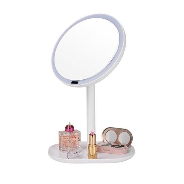 30 LED Lighted Makeup Mirror Infrared Induction Vanity Mirror With Cosmetic Organizer Tray
