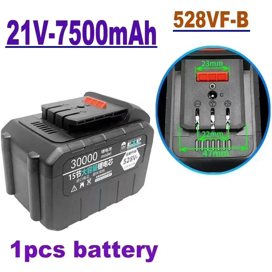 100 % neuer 21-V-Lithium-Ionen-Akku für Elektrowerkzeuge, 228 VF, 328 VF, 528 VF-A, 528 VF-B, EU-Stecker: Rot