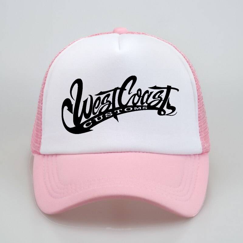 Men Women west coasts customs GLDAN hat Letters Print Baseball Caps Summer Hip Hop Casual cool mesh trucker cap hats: Pink