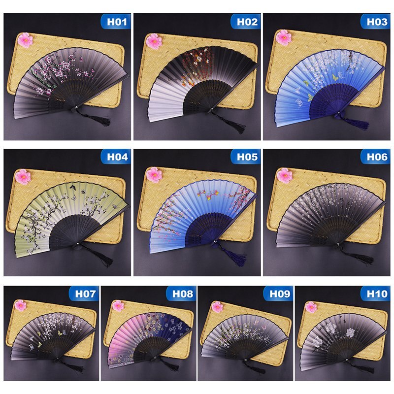 Ventilador de estilo chino japonés, ventilador plegable para decoración del hogar, adornos, estampado artístico manualidad para , abanico de mano para baile de boda