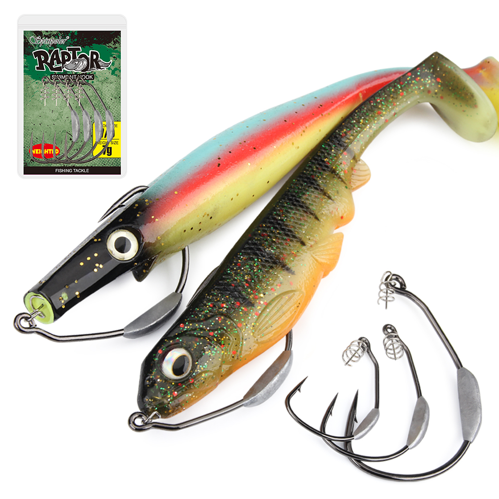Spinpoler Raptor crochets robuste lesté Swimbait sans coin 5/0 7/0 10/0 large écart pour appât souple pêche en eau douce et salée