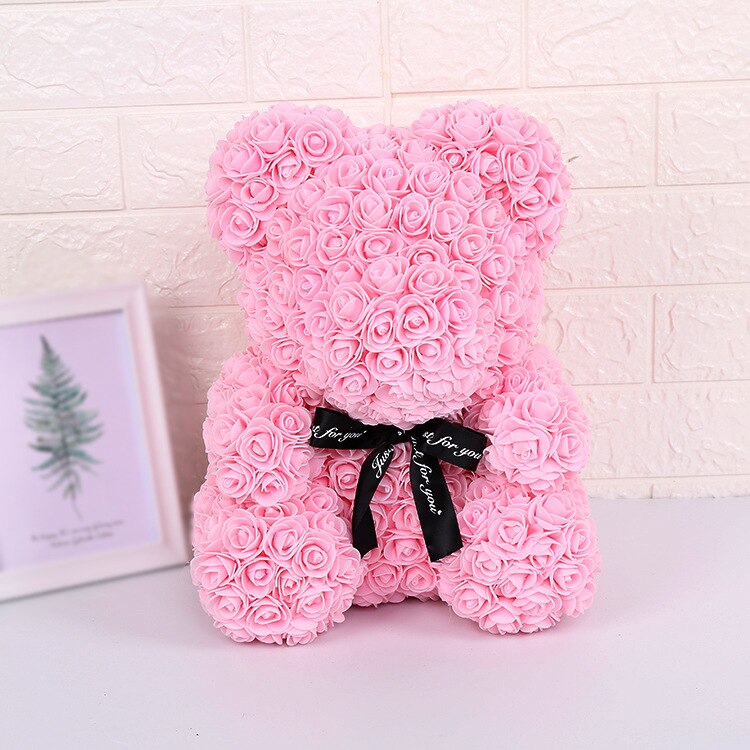 Ourson en roses artificielles, grand 40cm, ours en fleurs de polyéthylène, pour femmes, pour la saint-valentin, coffret noël mariage, décoration de maison: 12