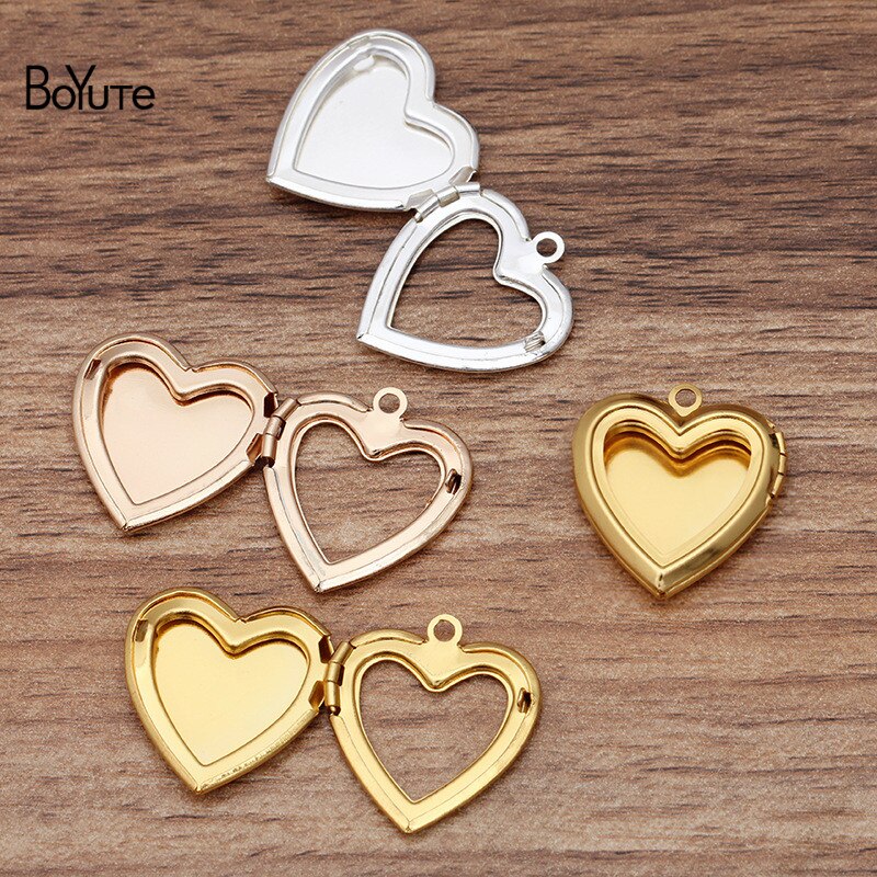 BoYuTe (10 Pieces/Lot) 20MM Metal Brass Hollow Out Heart Locket Photo Locket Charms Pendant Diy