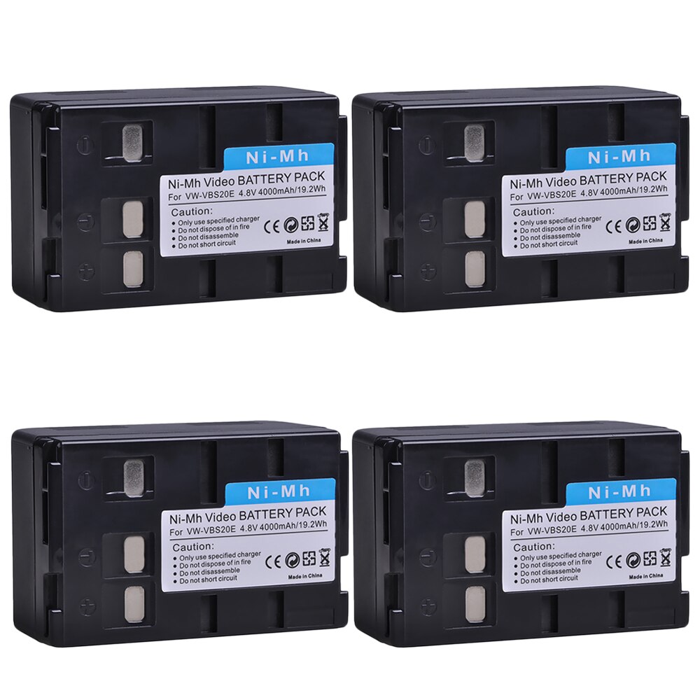 2 pezzi VW-VBS20E VW VBS20E batteria per Panasonic HHR-V212 P-V212 VW-VBS10E VSB0200 VW-VBS10 P-V211 RX11EG R500EN, NV-VX10: 4x Battery