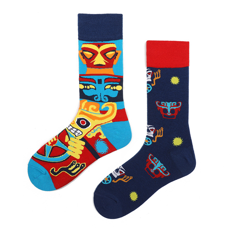 Nueva AB asimétrico Pato Mandarín calcetines para hombres y mujeres de dibujos animados divertido lindo Animal medio alto calcetines de algodón de tubo