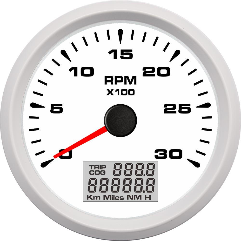 Universal 85mm rpm omdrejningstæller måler 0-3000 rpm /0-4000 rpm /0-6000 rpm /0-8000 rpm marine lcd omdrejningsmålere med trip timetællere: Ww 3000 omdr./min