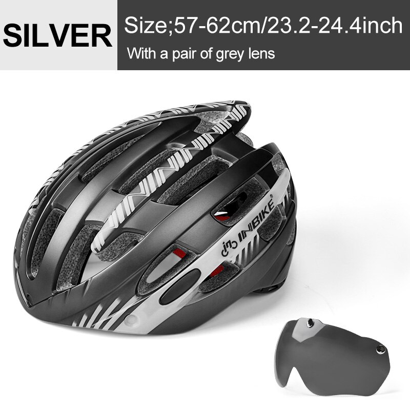 Inbike Fietshelm Mountainbike Rijden Bril Bril Een Stuk Unisex Ultralichte Ademende Helm: Ti Silver 1 Lens