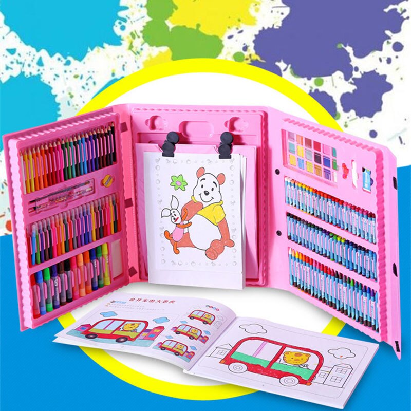 176Pcs Schilderen Graffiti Verf Borstel Set Mode Kinderen Dagelijks Entertainment Speelgoed Art Sets Met Ezel Cadeau Voor Kinderen