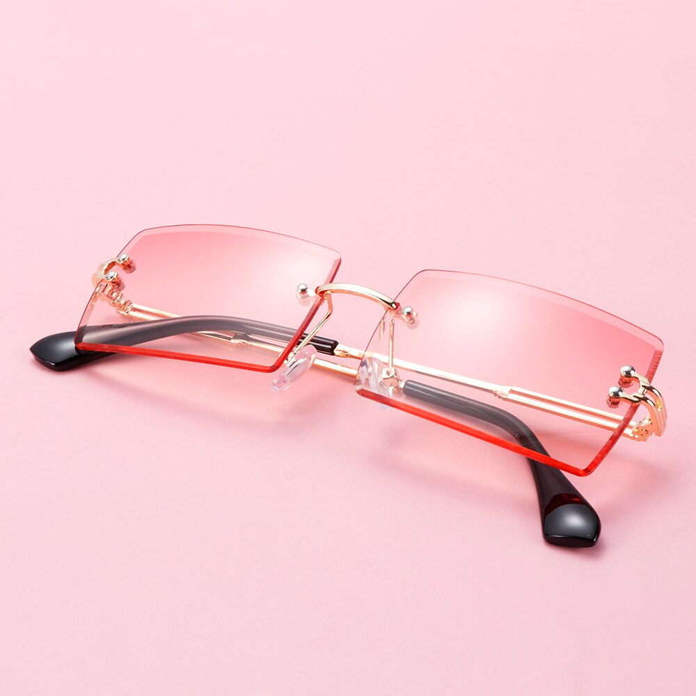 Rektangulære solbriller trendende kantløse firkantede solbriller til kvinder og mænd  uv400 nuancer sommerbriller