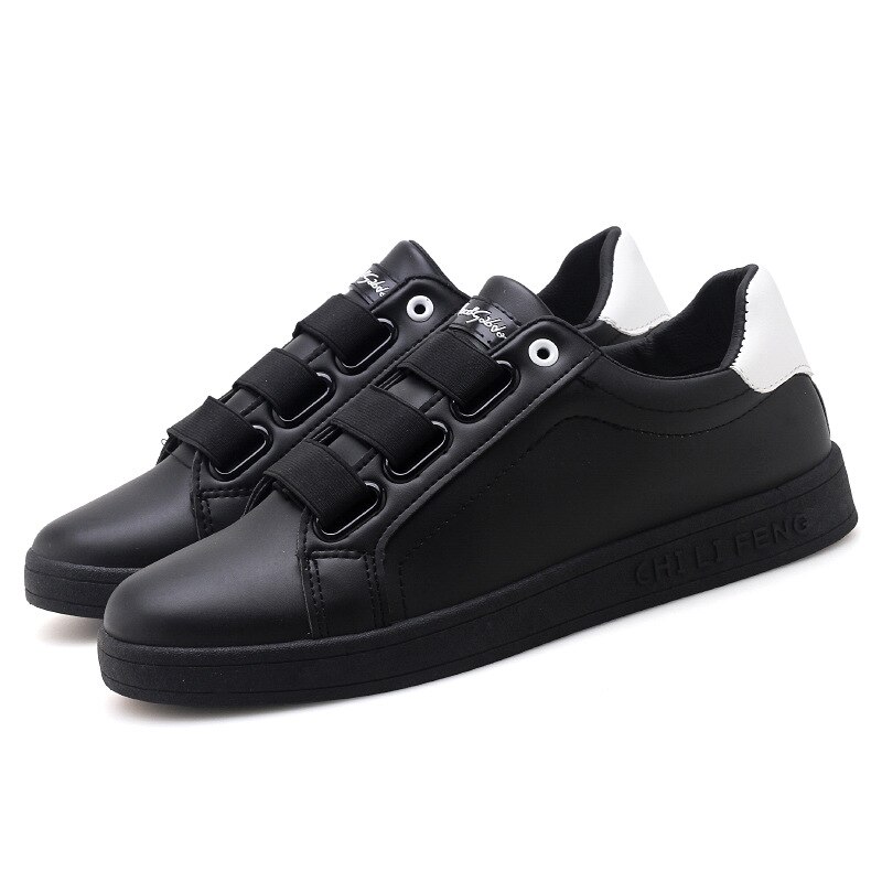 Men Sneakers Soft Leather sports Shoes Flat Brand Sneakers Men's red White Shoes Black Z14-31: Black / 11