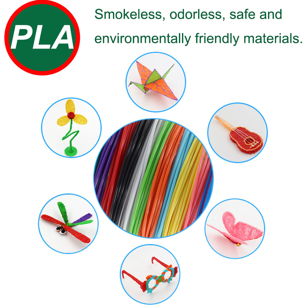 3d pennor levererar pla-filament för 3d pennors utskrift 50m 100m 150m 200m luktfri och säker plastpåfyllning för barns utskriftspenna