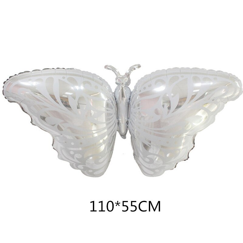 Large Butterfly Foil Balloon for Baby Shower Kids Girl Birthday Jungle Party Decoration Inflatable Air Balloon Animal Globos: large sliver