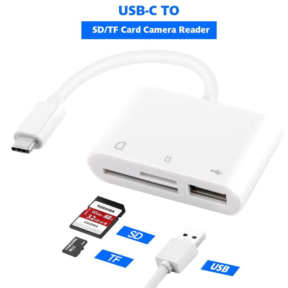 3in1 Card Reader Adapter USB C USB-C to USB SD/TF Camera Card Reader Adapter for iPad Pro Samsung Galaxy S9/S8 Huawei P20Pro ect