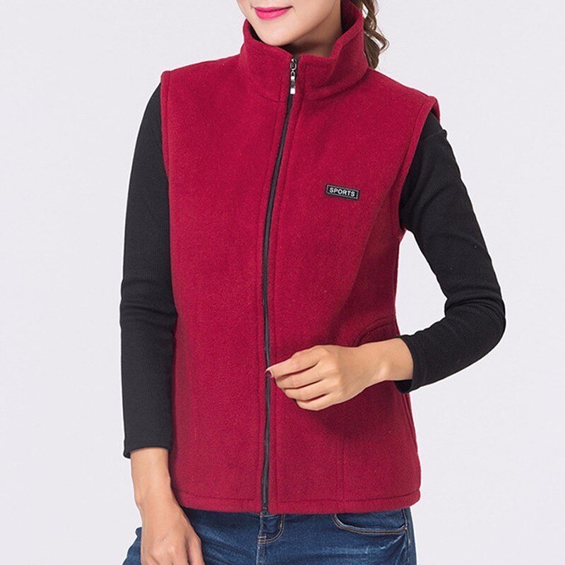 Dame jakker vest tyk fleece plys veste sportstøj slim vest dame varm vest vindjakke stativ krave plus str. 4xl: 1 / Xxxl