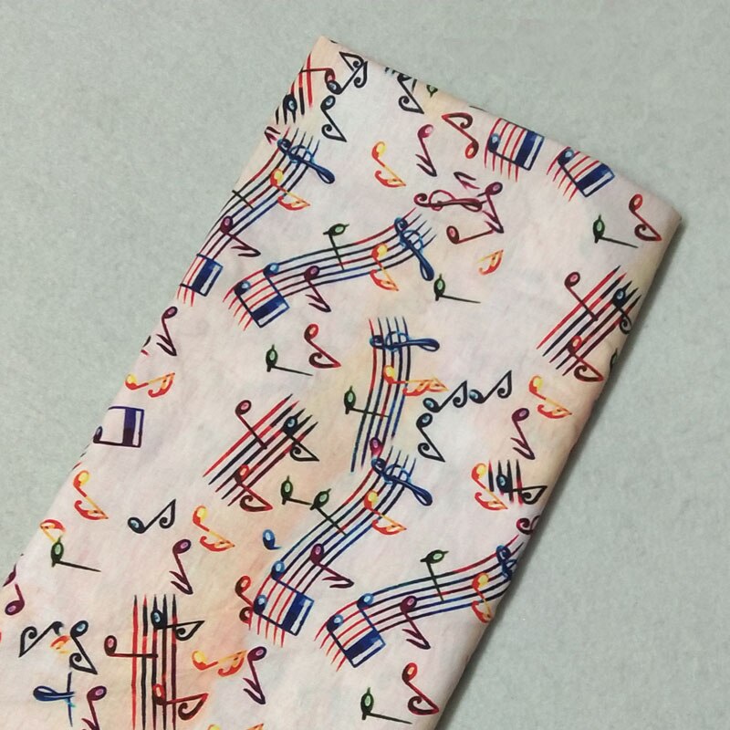 Clásico blanco negro música nota Musical estampado con de notas tela de algodón 50x105cm para DIY de coser bolsa de tela de la decoración del hogar: design 4