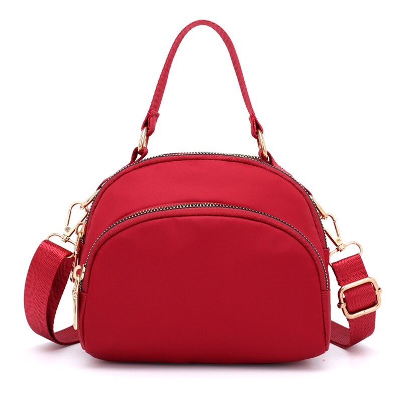 Sød pige crossbody tasker håndtaske bred rem kvinder skuldertasker multi-lomme dame messenger taske makeup taske til kvinder: Rødvin