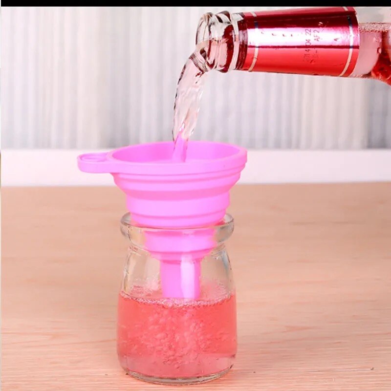 Embudo de lata telescópico plegable, herramientas de cocina, tolva, boca ancha, utensilios de cocina para vino líquido