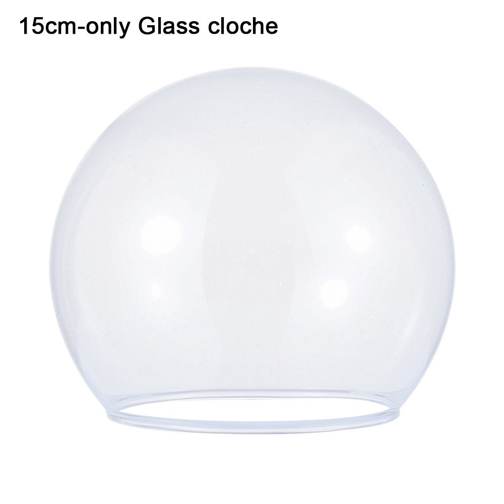 1Pcs Sferische Glas Cloche Jar Display Stand Cover Terrarium Fles Met Houten Base Acryl Stofkap Display Box Bloem doos: 15cm- Glass cloche