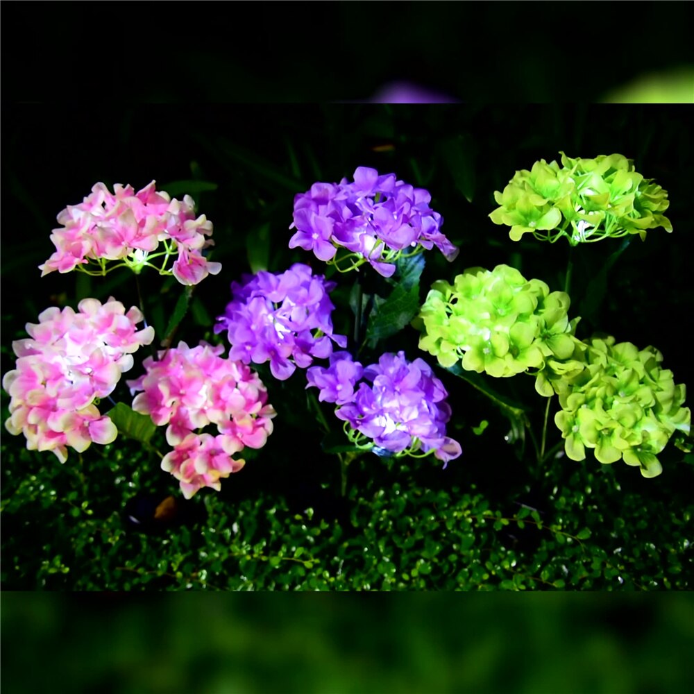 2022 Solar Hydrangea Stake Lights Waterproof Realistic LED Flowers Powered Outdoor In Ground Garden Lamp Lawn Patio Backyard