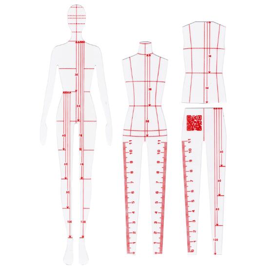 de vêtements rendus Style Original Mannequin manuscrit dessin modèle plastique règle ensemble