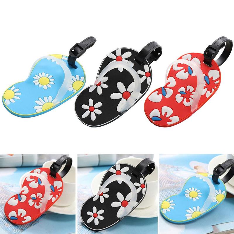 Persoonlijkheid slippers pvc zacht plastic bagagelabel id-tag houder bagage dames adres draagbare labels instappen  m5 d 7