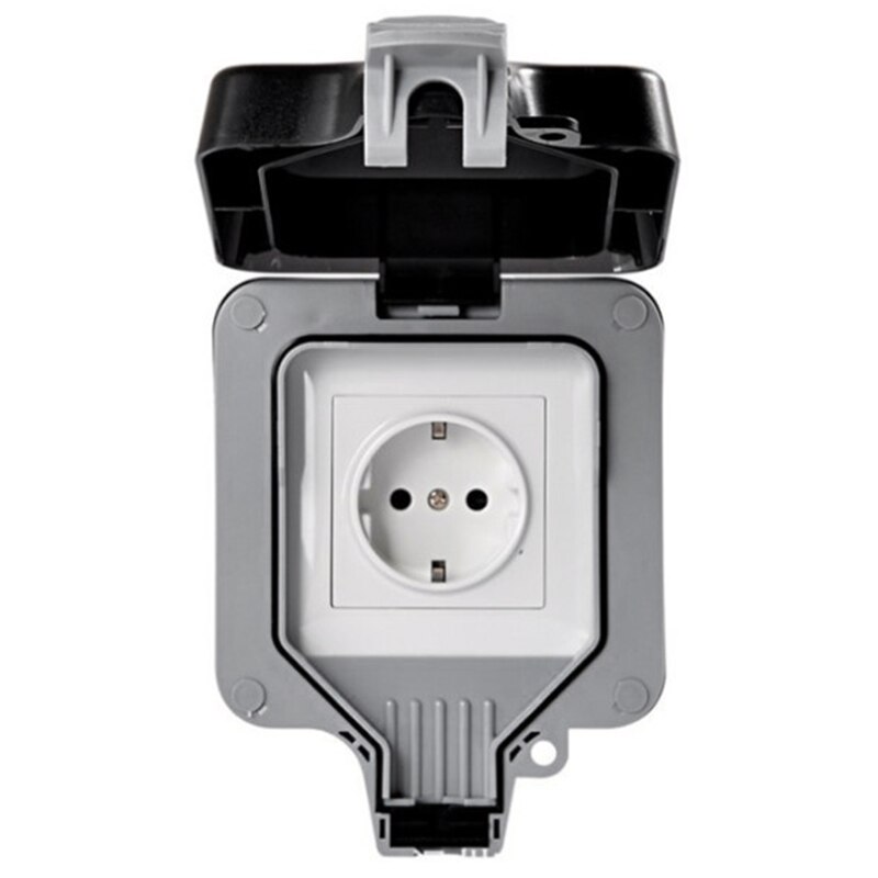 IP66 Weatherproof Waterproof Outdoor Wall Power Socket 16A EU Standard Electrical Outlet Grounded AC 110-250V EU Plug: Default Title