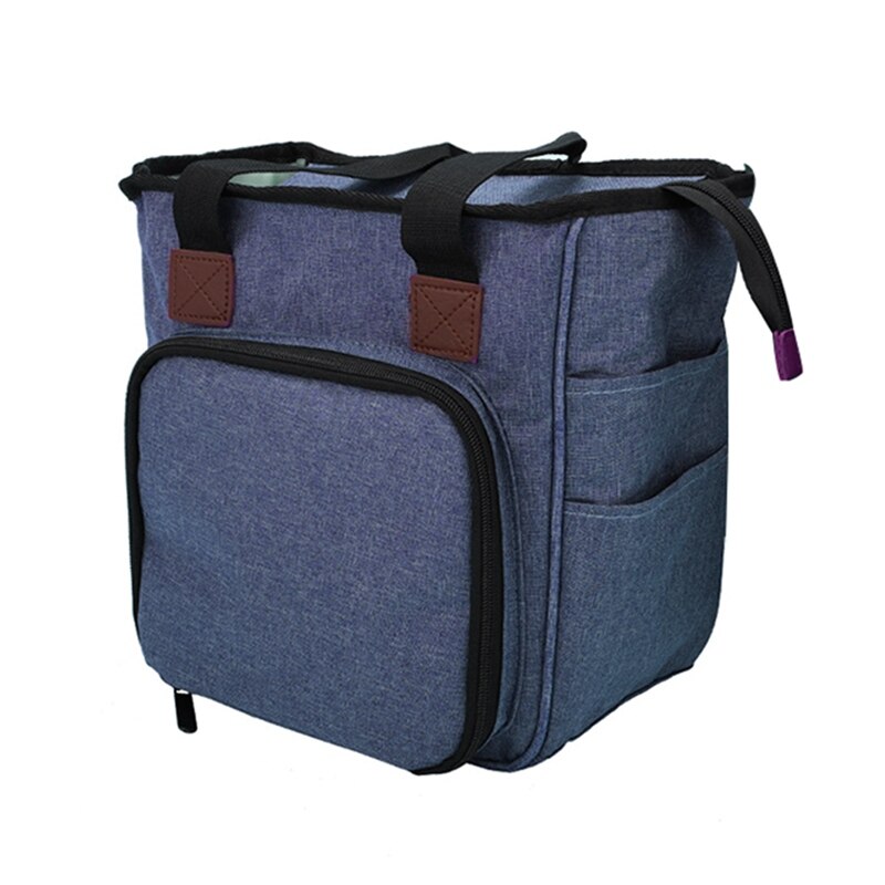 Multifunktionelle hæklingskroge trådgarn opbevaringspose diy strikkepinde garn taske syning arrangør taskeholder: E